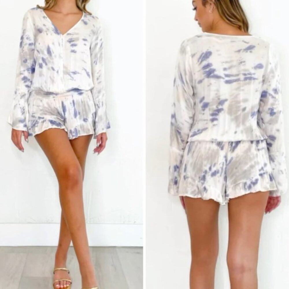 Surf Gypsy Tie Dye Blue Sky Beach Romper Size Medium NEW
